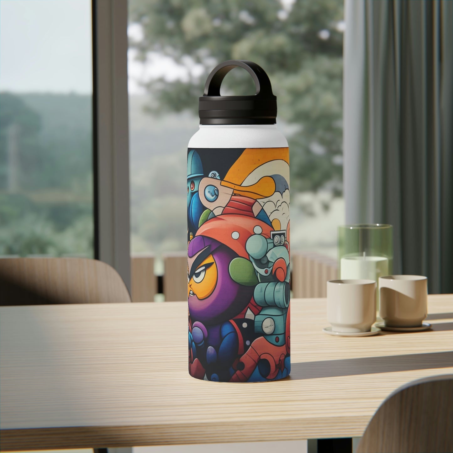 Stainless Steel Water Bottle, Handle Lid